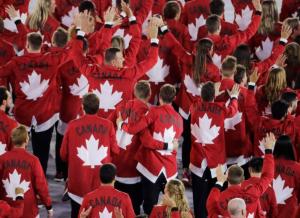 Team Canada arrives during the opening ceremony for the 2016 Summer Olympics in Rio de Janeiro, Brazil, Friday, Aug. 5, 2016. (AP Photo/Charlie Riedel)